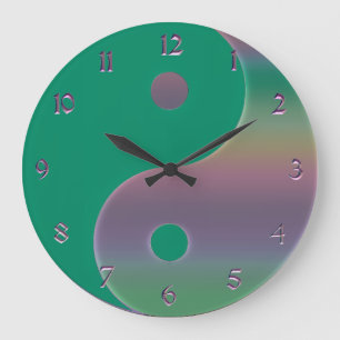Green und Mute Rainbow Yin Yang Clock Große Wanduhr