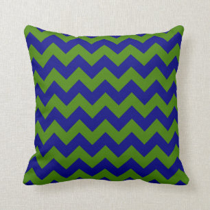 Green und Navy Blue Zigzag Kissen