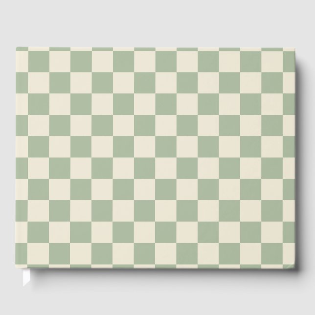 Green und Off White Checkerboard Gästebuch (Vorderseite)