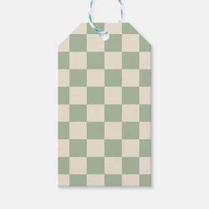 Green und Off White Checkerboard Geschenkanhänger