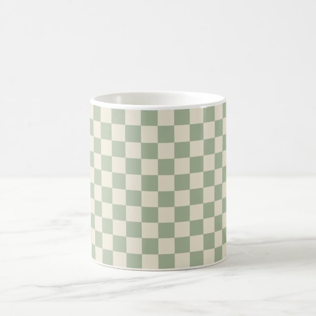 Green und Off White Checkerboard Kaffeetasse (Mittel)
