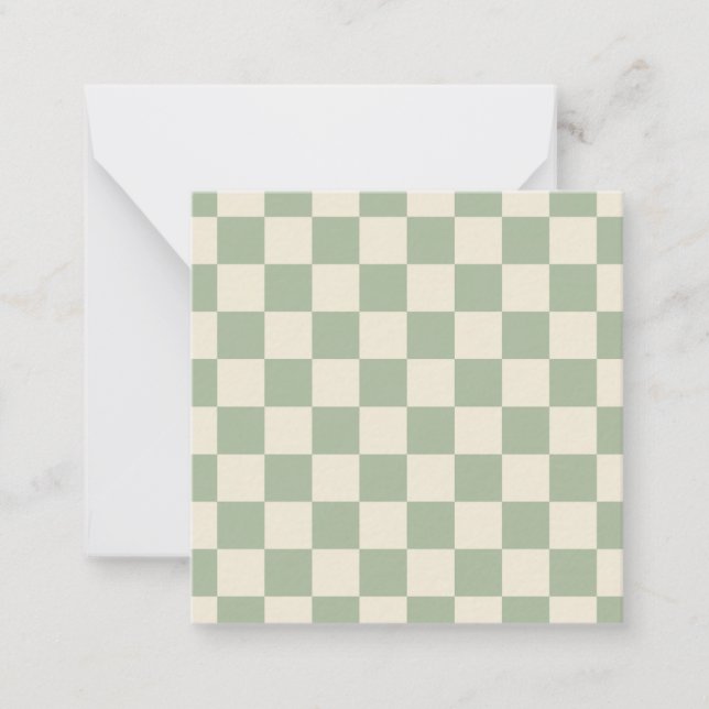 Green und Off White Checkerboard Mitteilungskarte (Vorderseite)