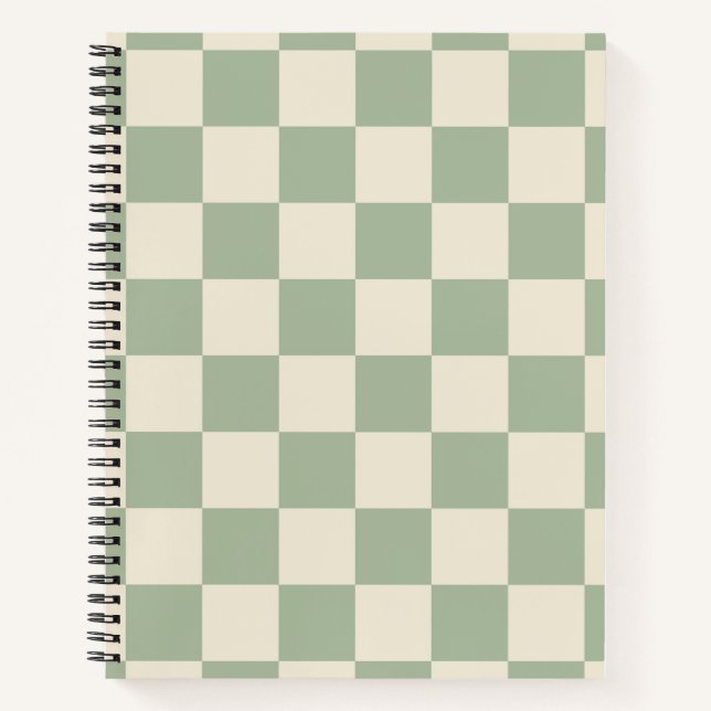 Green und Off White Checkerboard Notizbuch (Vorderseite)