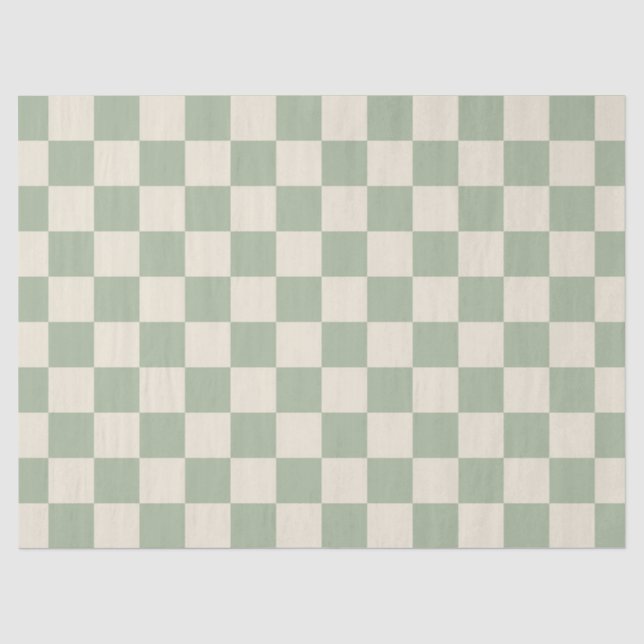Green und Off White Checkerboard Seidenpapier (Vorderseite)