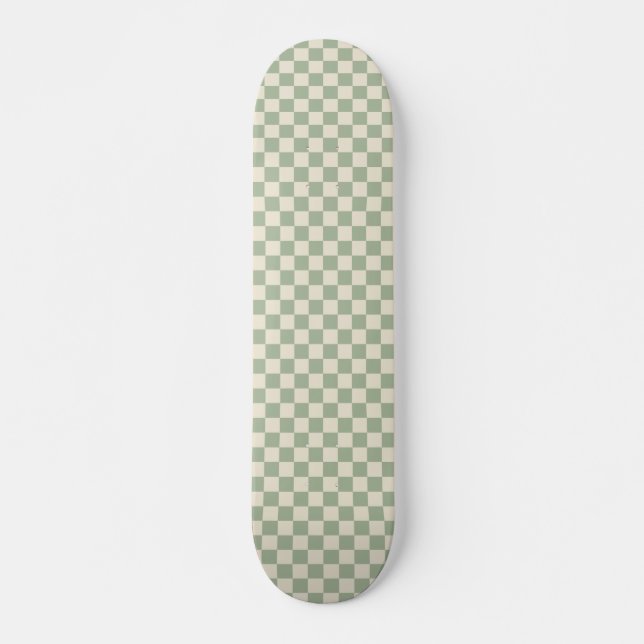 Green und Off White Checkerboard Skateboard (Vorne)