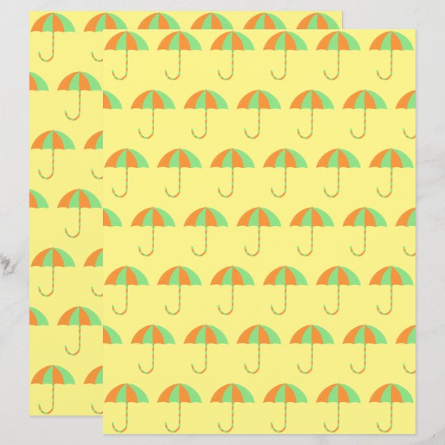 Green und Orange Umbrellas Baby Scrapbook Paper (Vorne/Hinten)