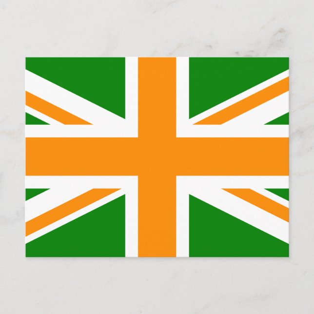 Green und Orange Union Jack Postkarte (Vorderseite)