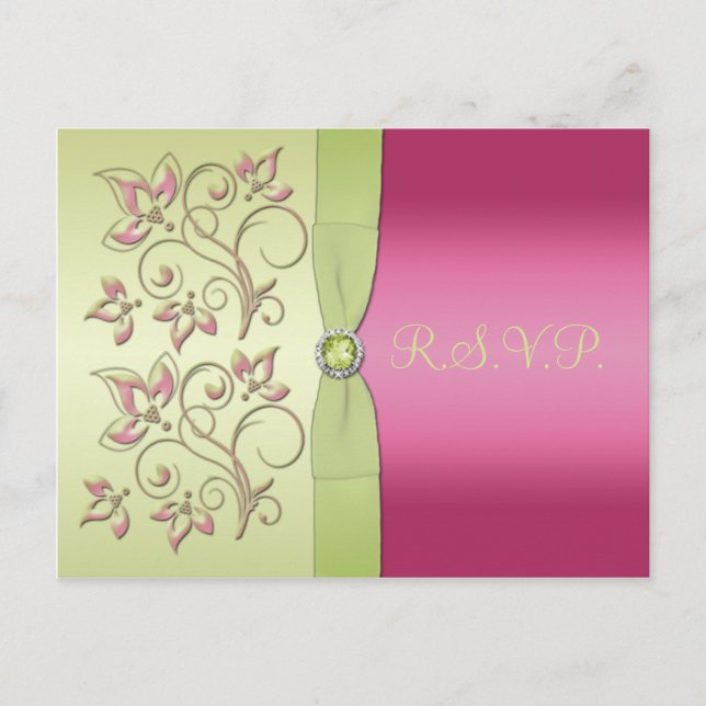 Green und Pink R.S.V.P. Postkarte (Vorderseite)