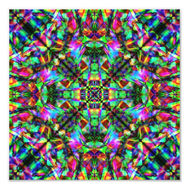 Green und Rainbow Mandala Pattern Fotodruck (Vorne)
