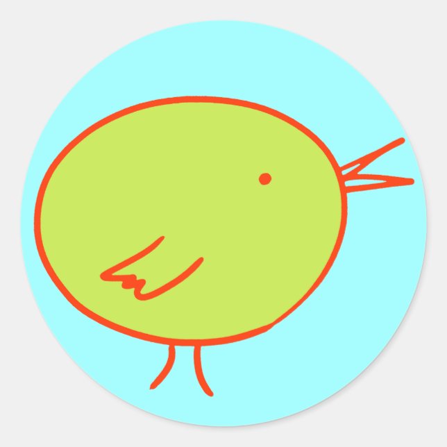 Green und Red Bird auf Blue Runder Aufkleber (Vorderseite)