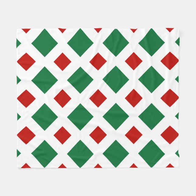 Green und Red Diamonds auf White Fleecedecke (Vorderseite (Horizontal))