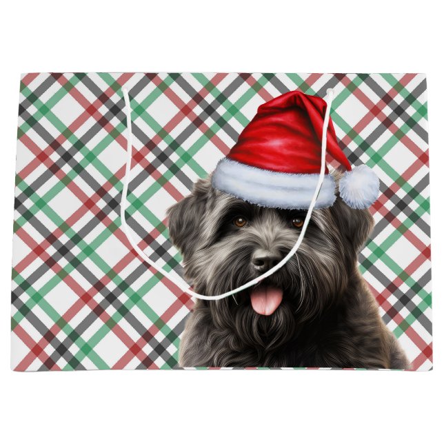 Green und Red Kariert Bouvier Dog Lover Holiday Große Geschenktüte (Vorderseite)