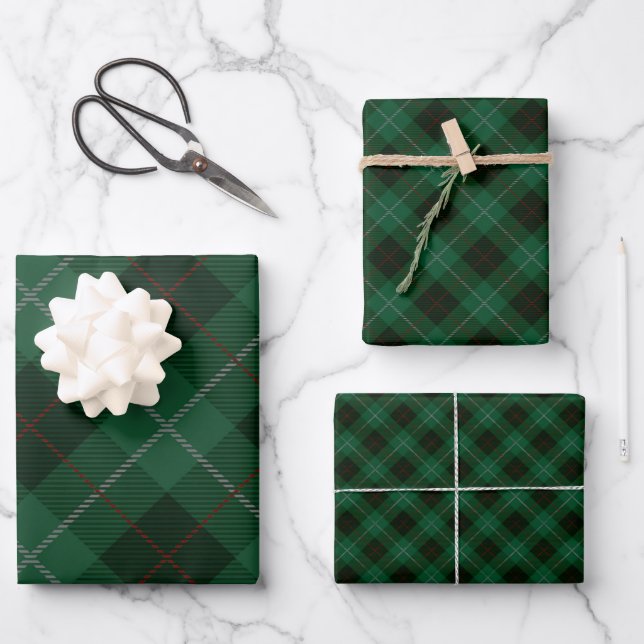 Green und Red Tartan Karierte Weihnachten Geschenkpapier Set (Vorderseite)