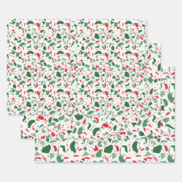 Green und Red Terrazzo Muster Weihnachten Geschenkpapier Set