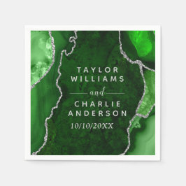 Green und Silver Agate Marmorhochzeit Serviette