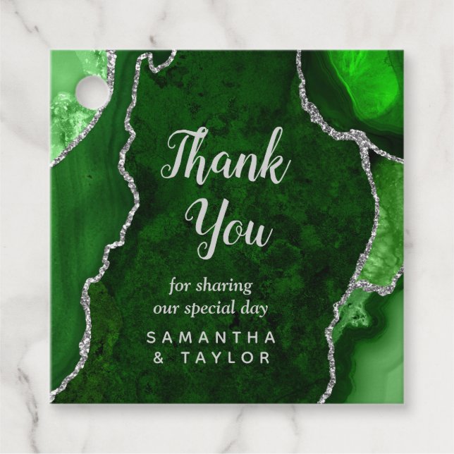 Green und Silver Agate Wedding Vielen Dank Geschenkanhänger (Vorderseite)
