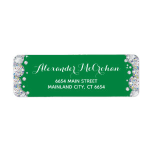 Green und Silver Diamond Glitzer Rücksendeadresse