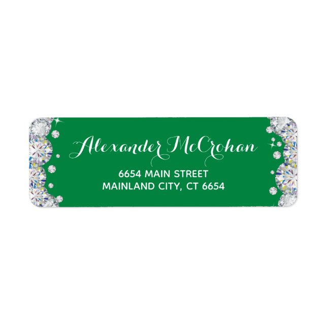 Green und Silver Diamond Glitzer Rücksendeadresse (Vorne)