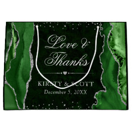 Green und Silver Glitzer Agate Wedding Große Geschenktüte