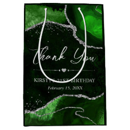 Green und Silver Imitats Glitzer Agate Birthday Mittlere Geschenktüte