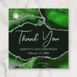 Green und Silver Imitats Glitzer Agate Birthday Pa Geschenkanhänger
