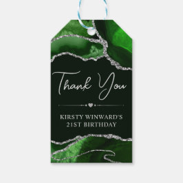 Green und Silver Imitats Glitzer Agate Birthday Pa Geschenkanhänger