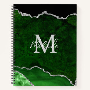 Green und Silver Marble Agate Notizbuch