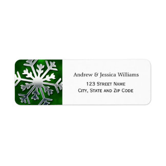 Green und Silver Snowflake Address Labels
