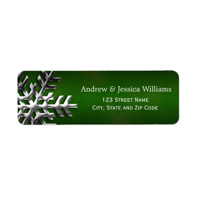 Green und Silver Snowflake Address Labels (Vorne)