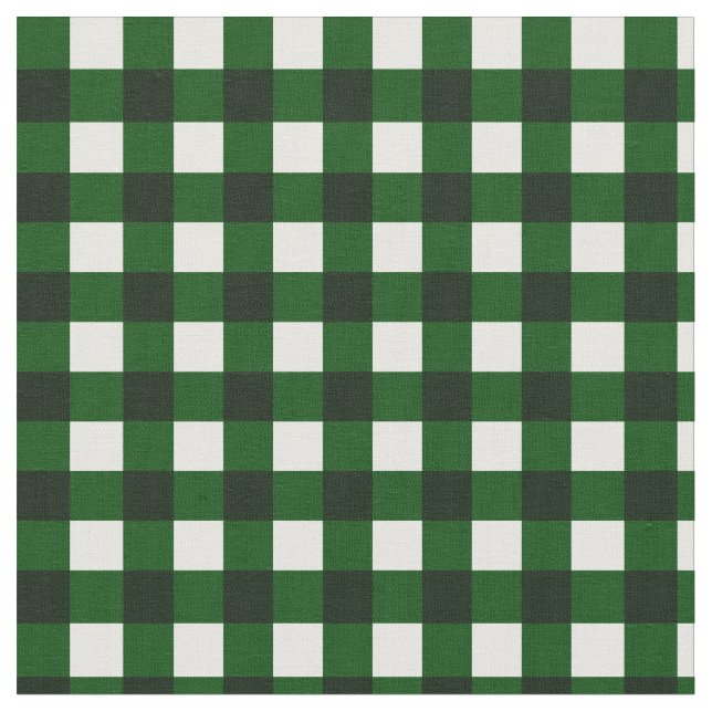 Green und White Buffalo Gingham Kariertes Muster Stoff (Nahaufnahme)
