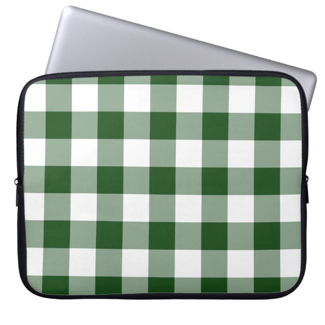 Green und White Gingham Pattern Laptopschutzhülle (Vorderseite)