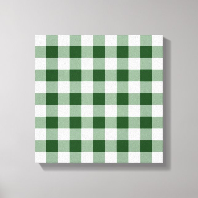 Green und White Gingham Pattern Leinwanddruck (Vorderseite)