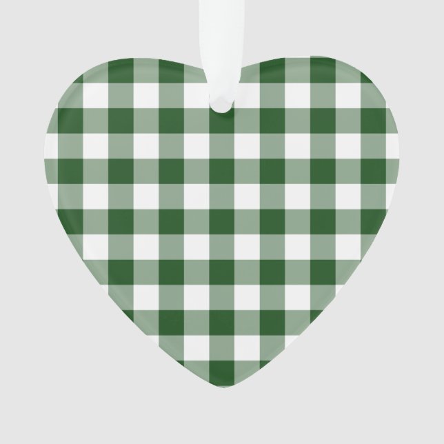 Green und White Gingham Pattern Ornament (Vorderseite)