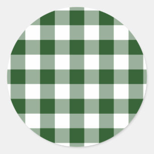 Green und White Gingham Pattern Runder Aufkleber