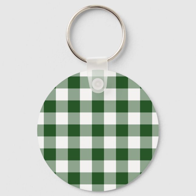 Green und White Gingham Pattern Schlüsselanhänger (Vorderseite)