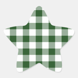 Green und White Gingham Pattern Stern-Aufkleber