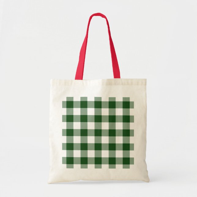 Green und White Gingham Pattern Tragetasche (Vorne)