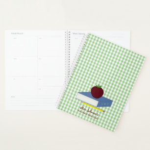 Green und White Gingham Teacher Planer