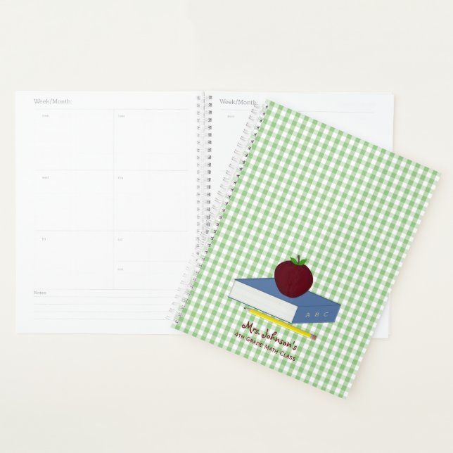 Green und White Gingham Teacher Planer (Anzeige)