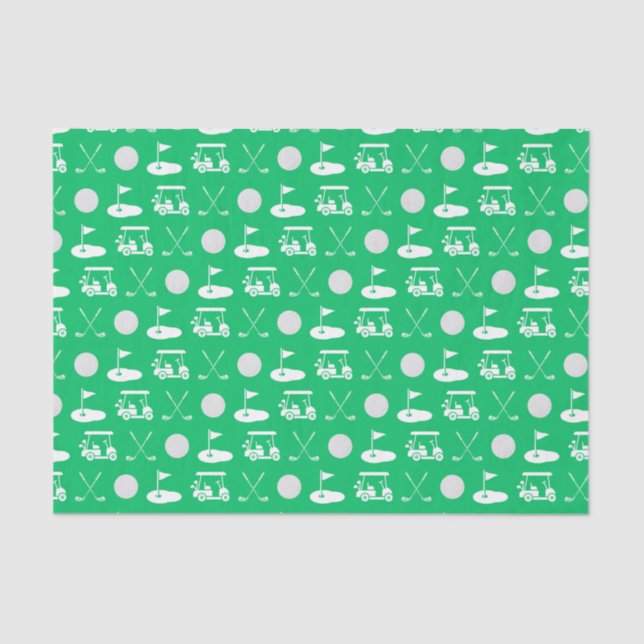 Green und White Golf Icons Seidenpapier (Vorderseite)