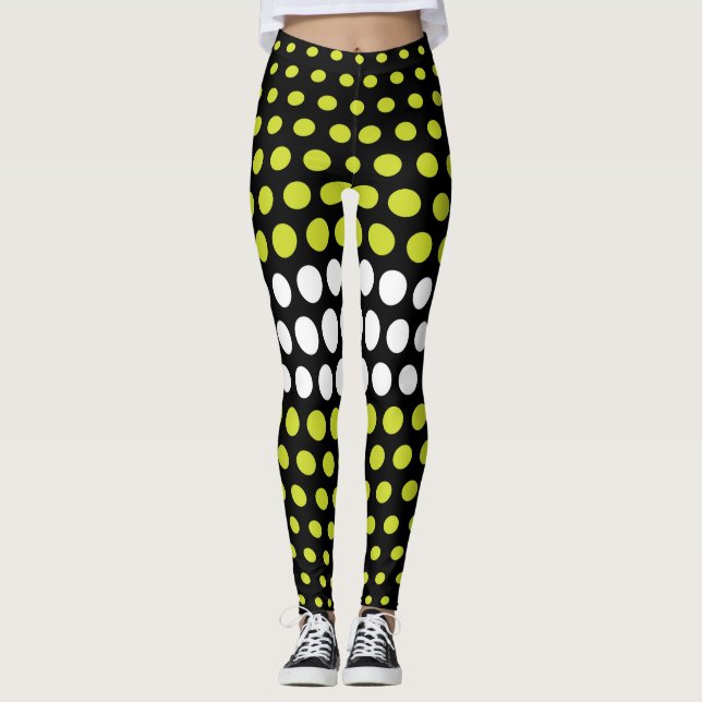 Green und White Polka Dot Muster Leggings (Vorderseite)