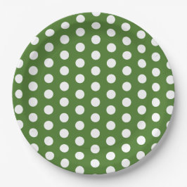 Green und White Polka Dot Party Pappteller