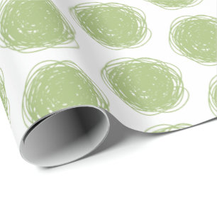 Green und White Polka Dot Scribles Geschenkpapier
