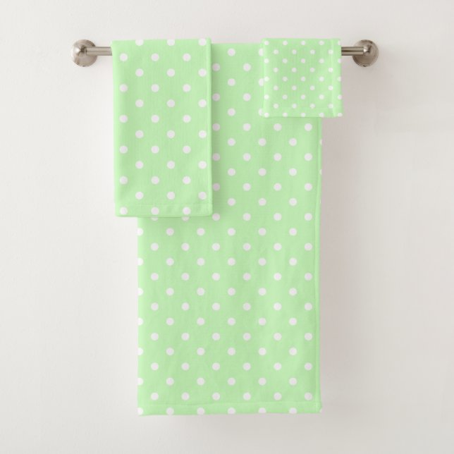 Green und White Polka Dots Badhandtuch Set (Insitu)