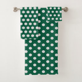 Green und White Polka Dots Badhandtuch Set