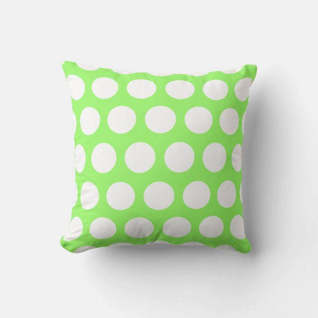 Green und White Polka Dots Kissen (Vorderseite)