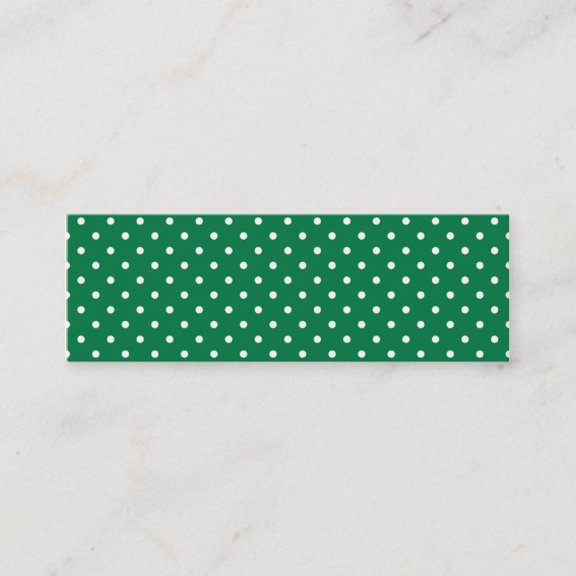 Green und White Polka Dots Mini Visitenkarte (Vorderseite)