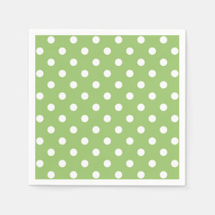 Green und White Polka Dots Napkins Serviette