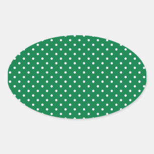 Green und White Polka Dots Ovaler Aufkleber