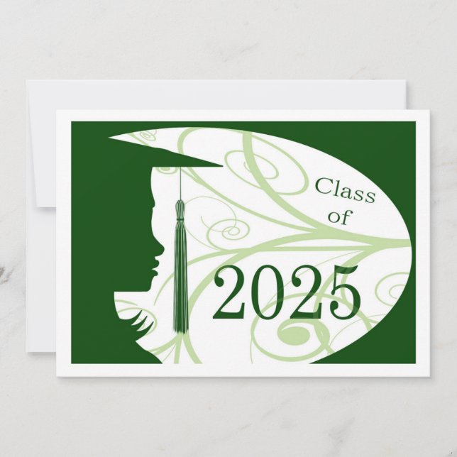 Green und White Silhouette 2025 Card Einladung (Vorderseite)